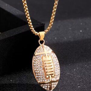 #627 New Punk Hip-Hop Style Cubic Synthetic Zirconia Rugby Pendant Necklace